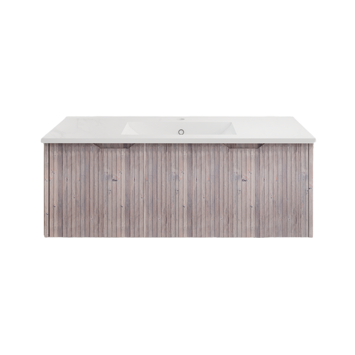 600-1800*450*400mm Vienna White Oak MR Melamined Board Panel With PVC Coating Fluted Wall Hung Vanity - HD reno