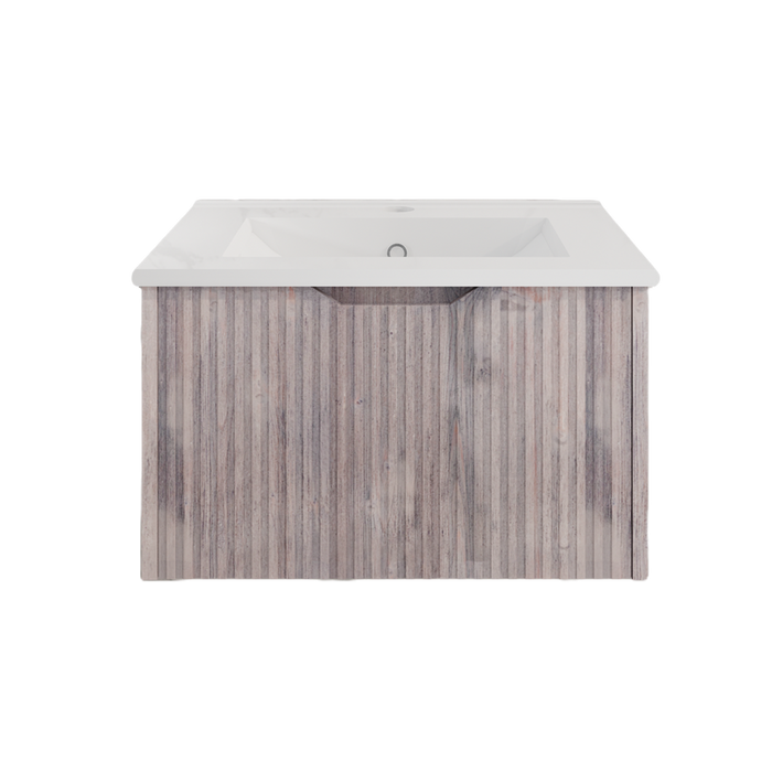 600-1800*450*400mm Vienna White Oak MR Melamined Board Panel With PVC Coating Fluted Wall Hung Vanity - HD reno