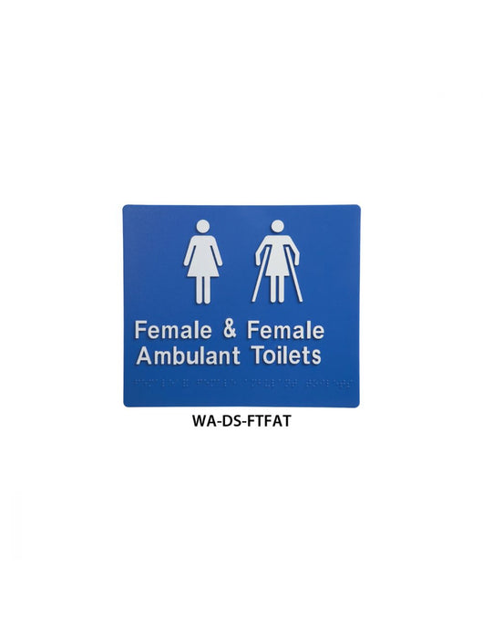 Braille Sign Female and Female Ambulant Toilet (Blue) - HD reno