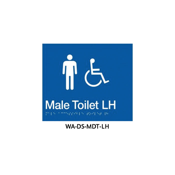 Braille Sign Male Disabled Toilet LHS (Blue) - HD reno