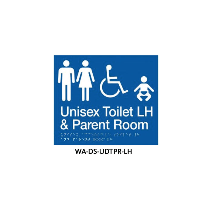 Braille Sign Unisex Disabled Toilet and Parent Room LHS (Blue) - HD reno