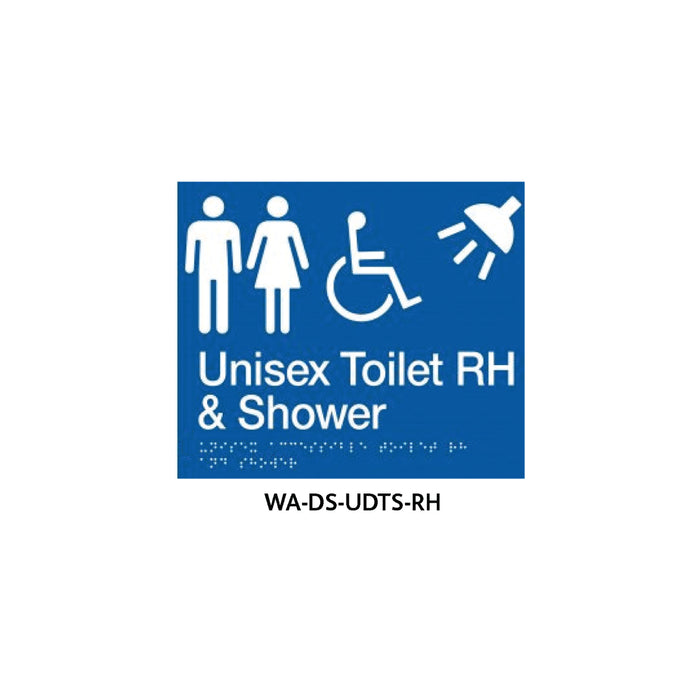Braille Sign Unisex Disabled Toilet and Shower Room RHS (Blue) - HD reno