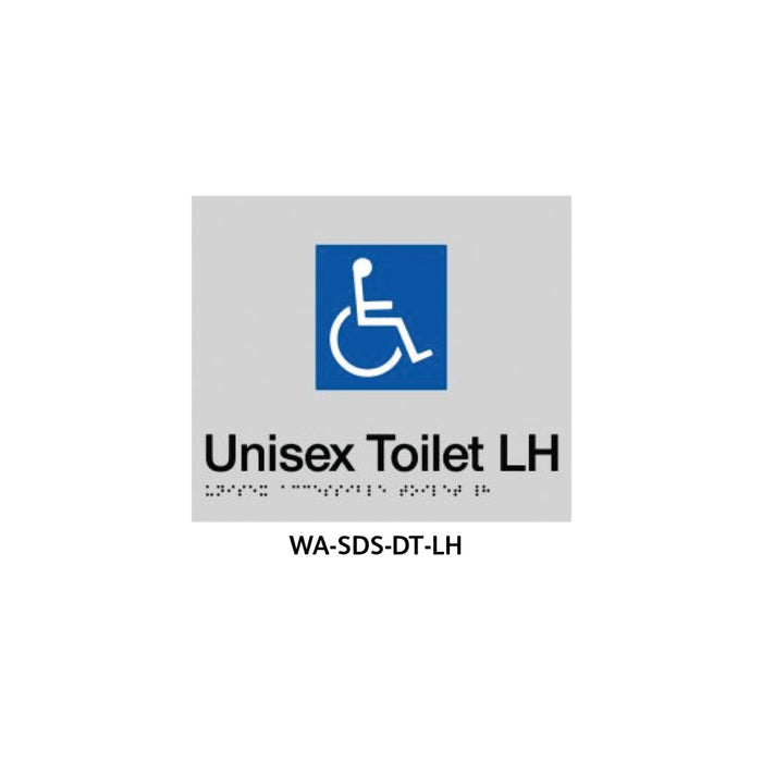 Braille Sign Unisex Disabled Toilet With Grab Rail On LH Side (Silver) - HD reno