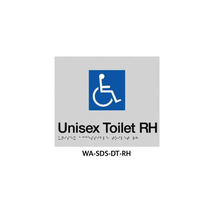 Braille Sign Unisex Disabled Toilet With Grab Rail On RH Side (Silver) - HD reno