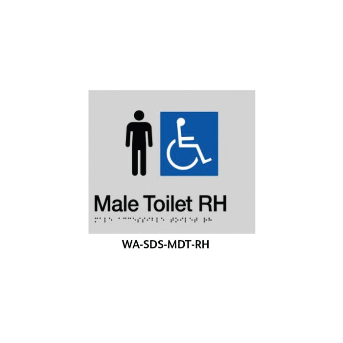 Braille Sign Male Disabled Toilet RHS (Silver) - HD reno