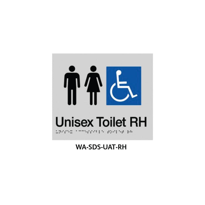 Braille Sign Unisex Accessible Toilet RHS (Silver) - HD reno