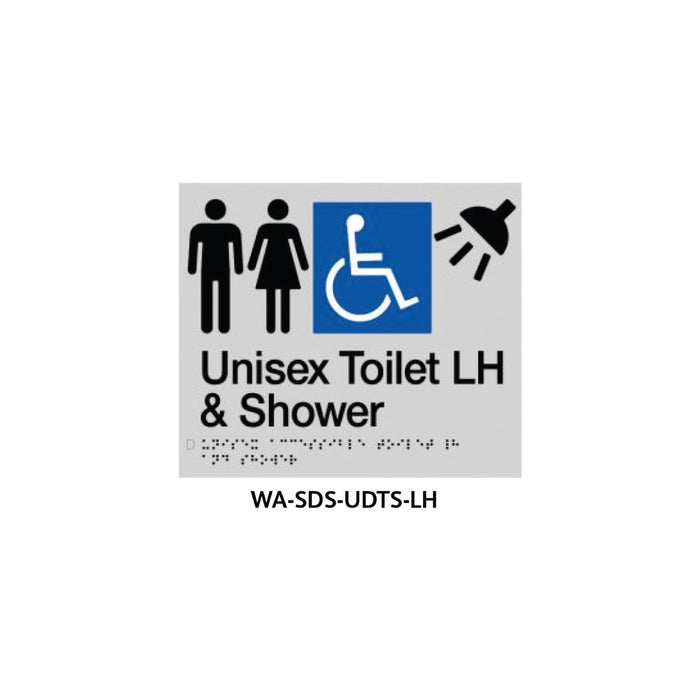 Braille Sign Unisex Disabled Toilet and Shower LHS (Silver) - HD reno