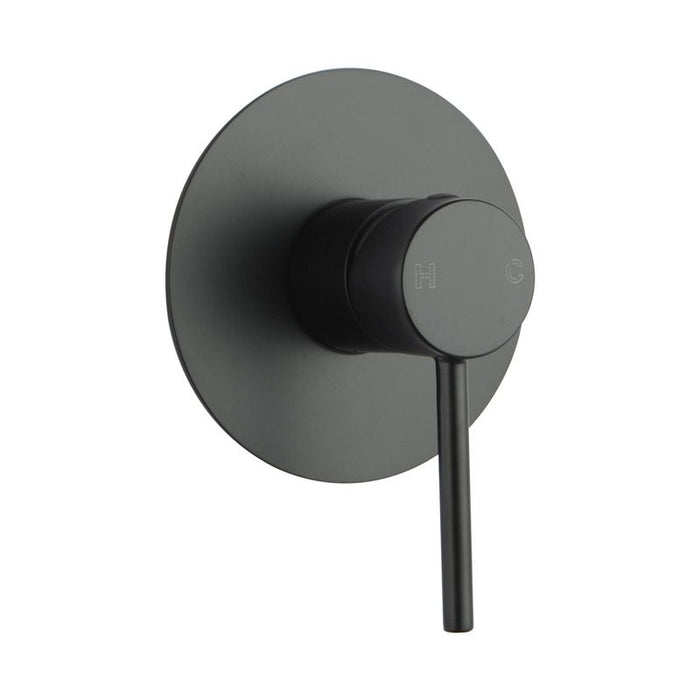 Aquaperla Lucid Pin Matt Black Solid Brass Round Black Shower/Bath Wall Mixer - HD reno