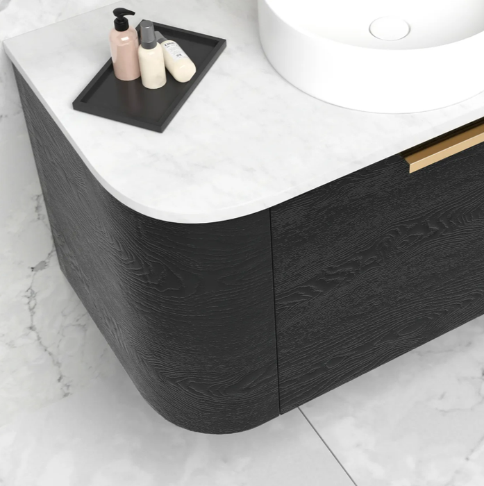 1500*460*450mm OTTI Bondi Black Oak Cabinet Only and Stone Top Bathroom Wall Hung Vanity - HD reno