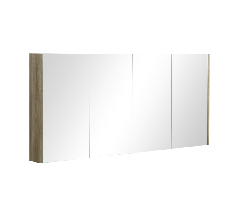 600-1500*720*150mm Poseidon Wood Grain White Oak PVC Filmed On High Density MDF Board Rectangle Shaving Cabinet