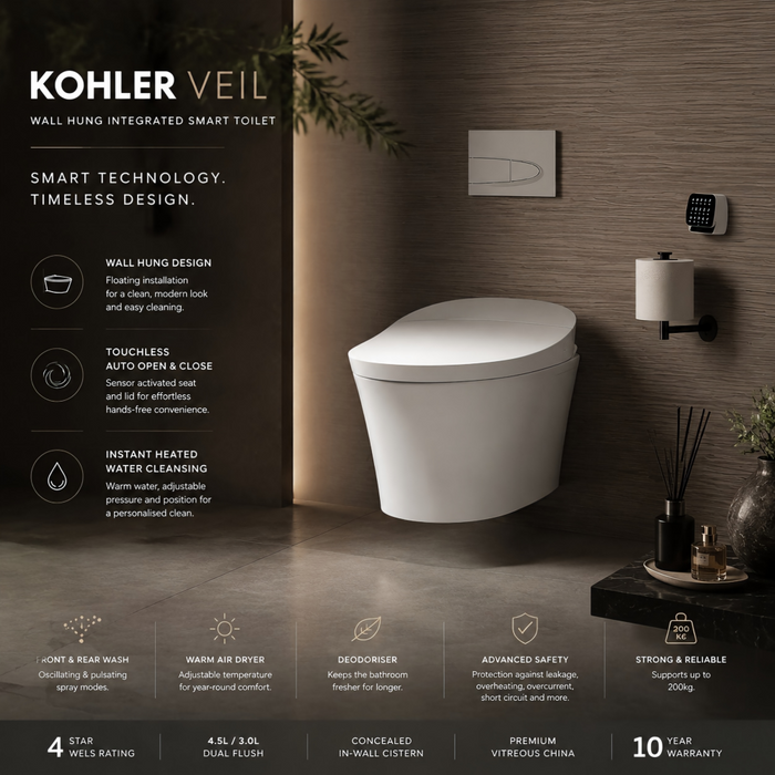 675mm Kohler Veil One-piece Seamless Wall Hung Smart Toilet