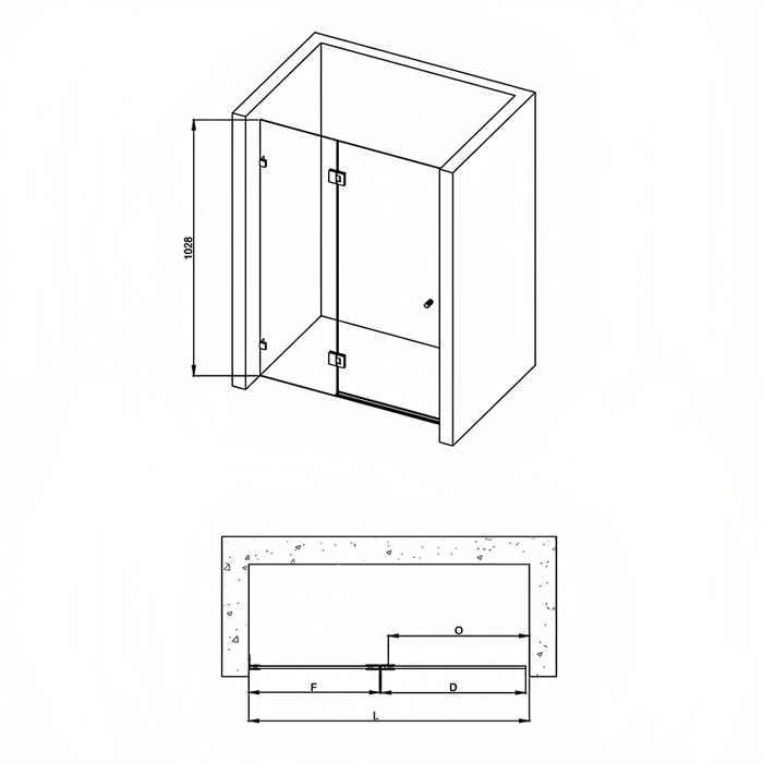 870-1400mm Covey Frameless Single Pivot Door Wall To Wall  10mm Tempered Glass Shower Screens - 2000mm Height