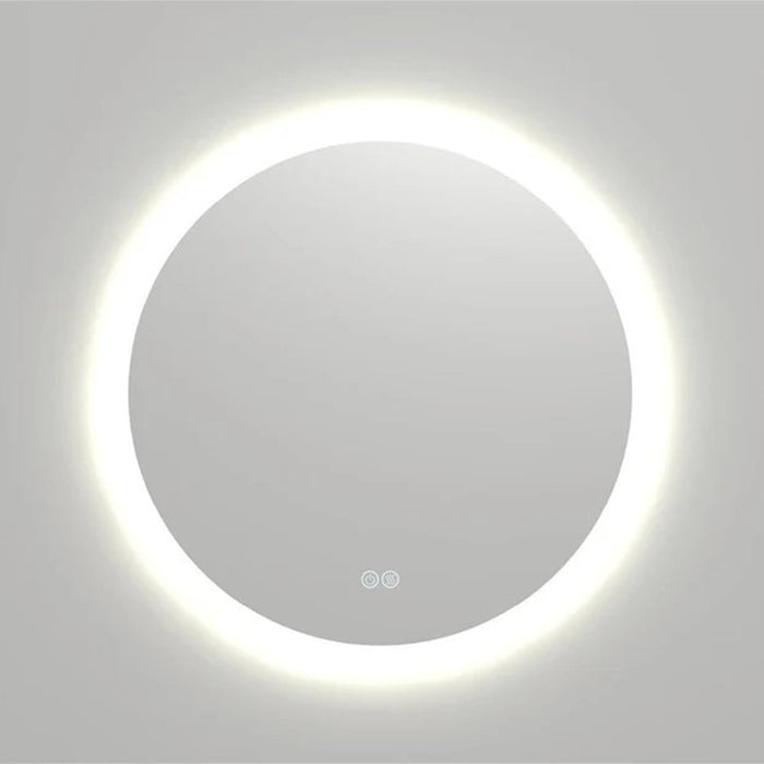 696*696*5mm Fienza Kaya Round Pencil Edge Illuminating On/Off Touch Sensor Framed LED Mirror
