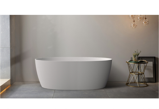 1500/1700*800*600mm ABS Delta Riva-Slim Matt White Oval Acrylic Freestanding Bathtub - HD reno