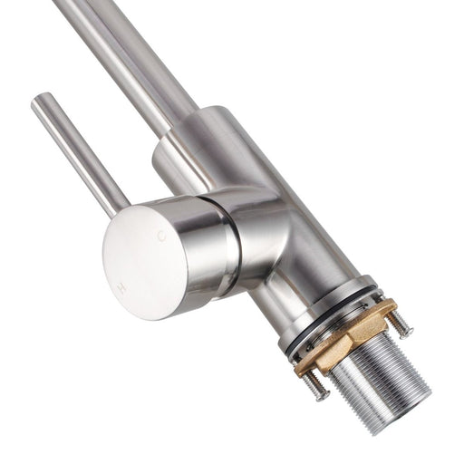 Aquaperla Standard Brushed Nickel Solid Brass Round Swivel Kitchen Mixer - HD reno