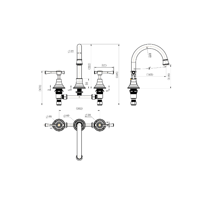 Modernnational Montpellier Brushed Nickel Solid Brass Basin Set