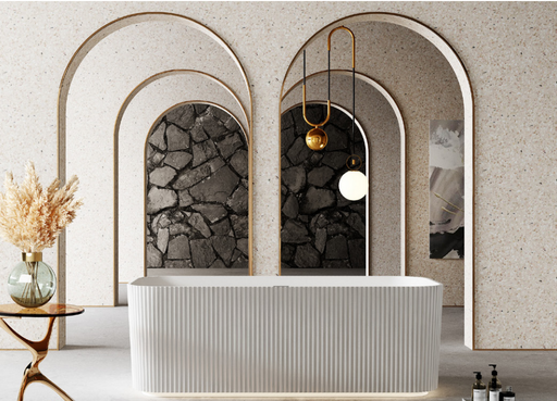 1500*750*580mm ABS Milano Riva White/Black Oval Flute Profile Freestanding Bathtub - HD reno