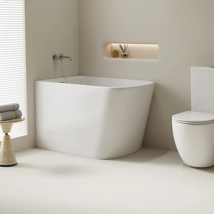1000/1100*700*680mm Mercio Compact Harvard Gloss White Rectangle Corner Back Bathtub