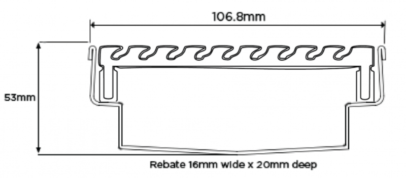 50mm deep linear drainage system with Wave Grate (AA) grate style
