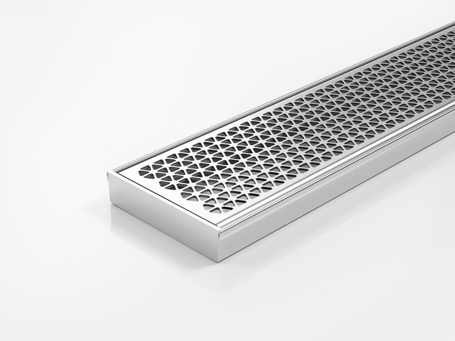 Slimline Linear Drainage system with Marc Newson Design (MND) grate style