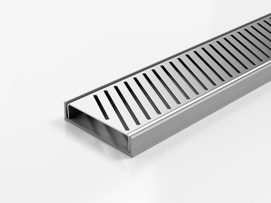 Slimline Linear Drainage system with Punched Angle Slot (PAS) grate style