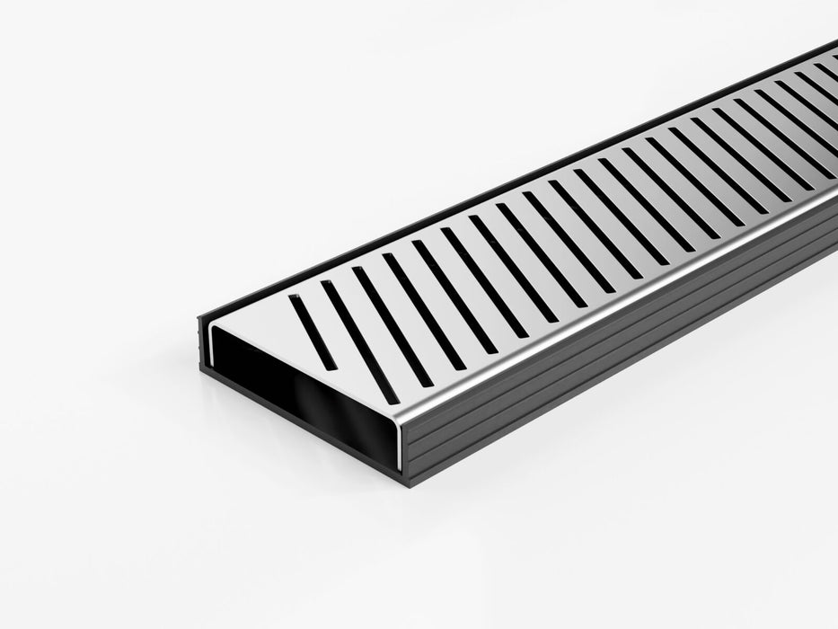 Slimline Linear Drainage system with Punched Angle Slot (PAS) grate style