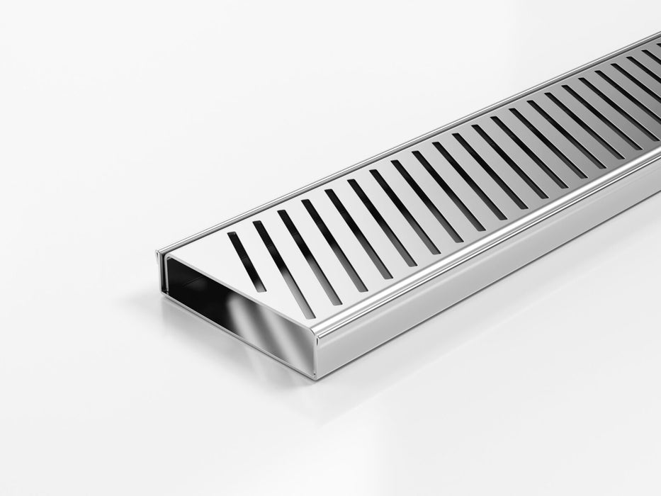 Slimline Linear Drainage system with Punched Angle Slot (PAS) grate style