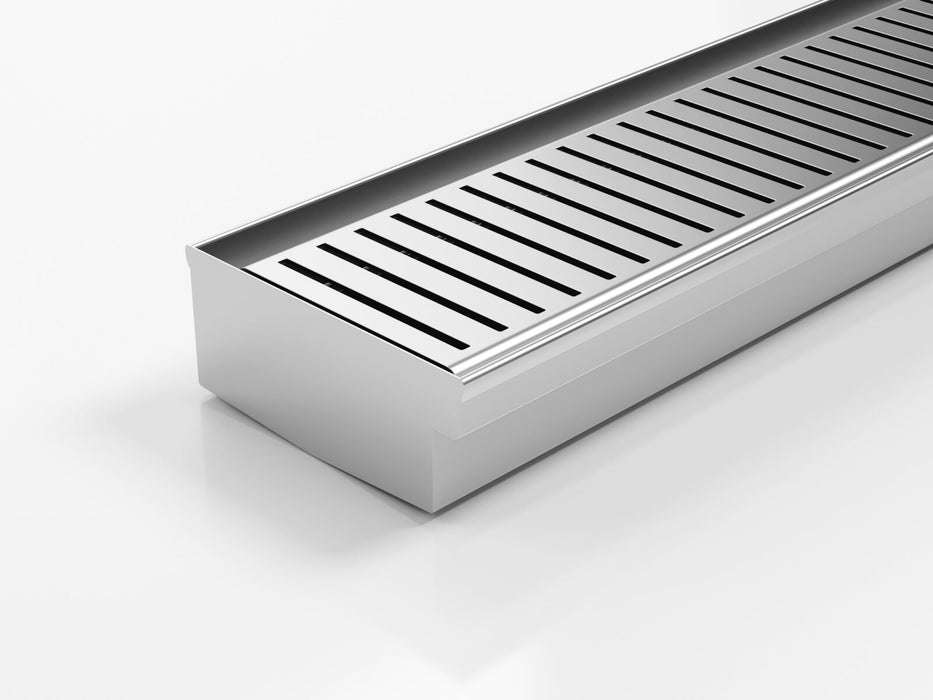 Threshold drainage system for bifold doors with Punched Perpendicular Slot (PPS) grate style