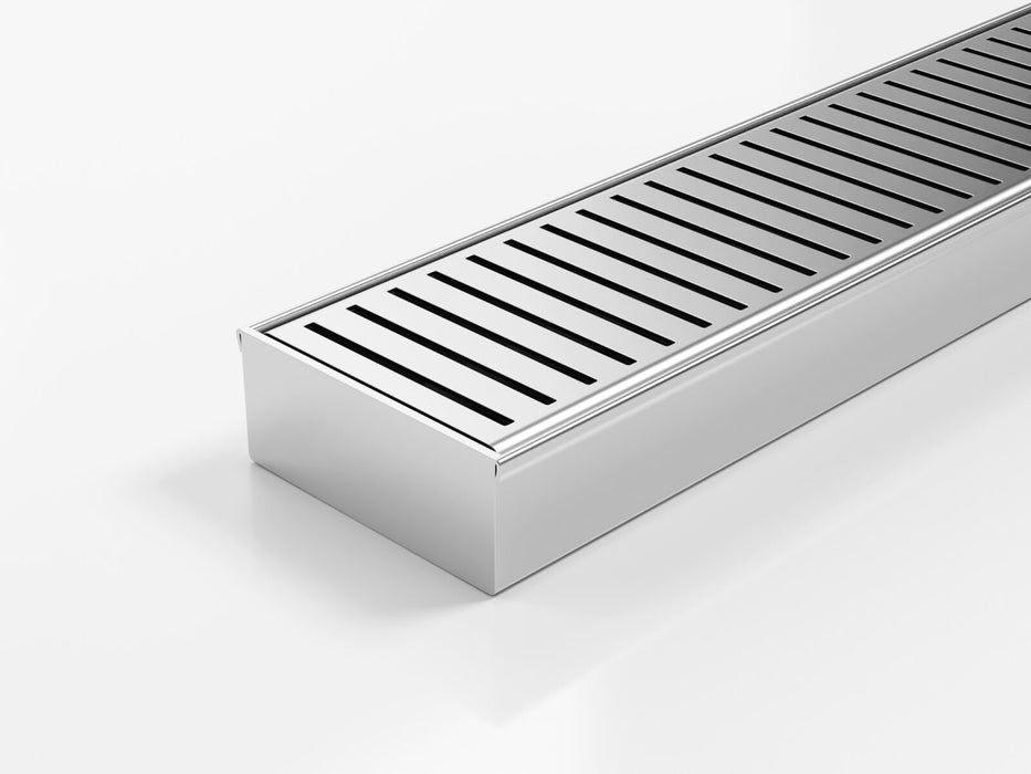 Slimline Linear Drainage system with Punched Perpendicular Slot (PPS) grate style