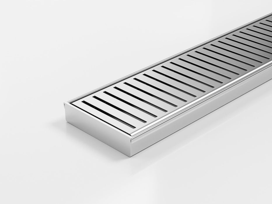 Slimline Linear Drainage system with Punched Perpendicular Slot (PPS) grate style