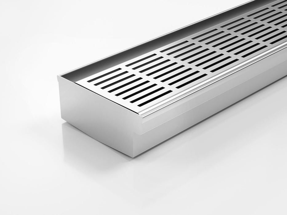 Threshold drainage system for bifold doors with Punched Slot (PS) grate style