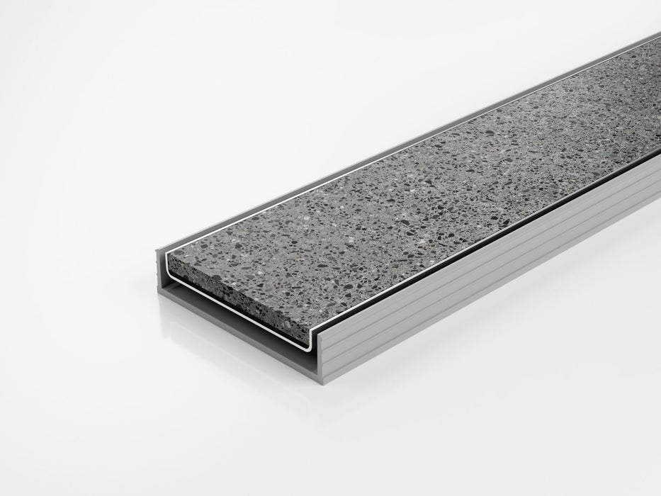 Slimline Linear Drainage system with standard (1.5mm thickness) Tile Insert (Ti) grate style