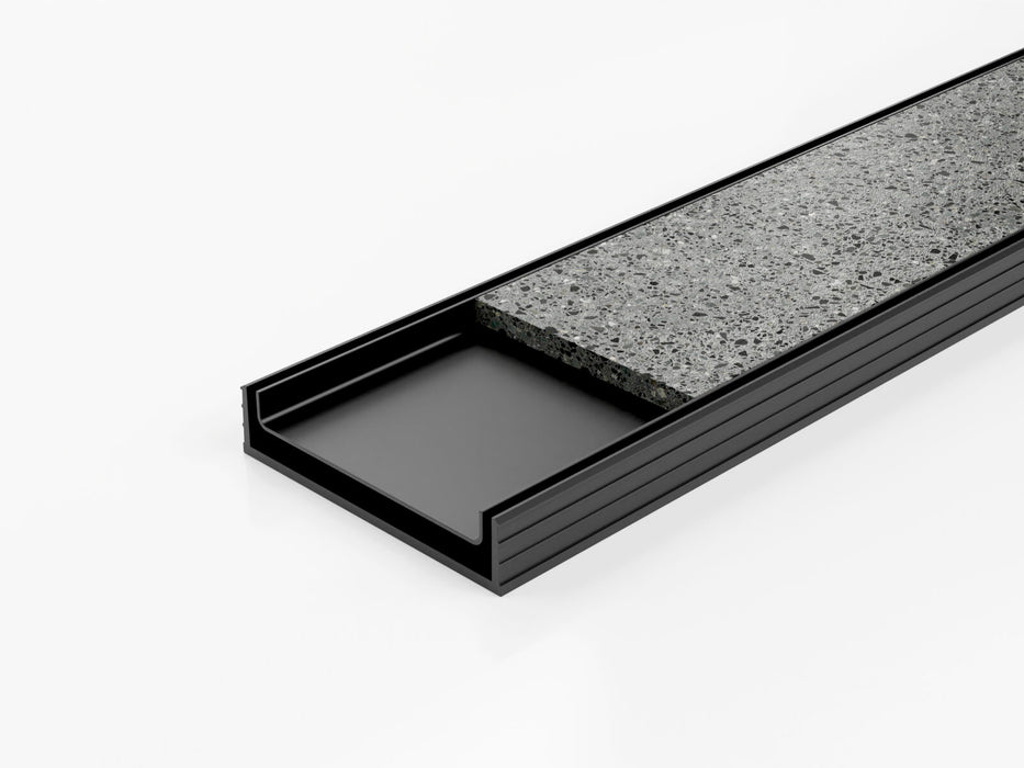 Slimline Linear Drainage system with standard (1.5mm thickness) Tile Insert (Ti) grate style