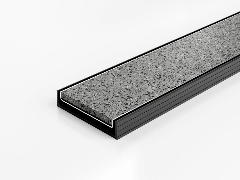 Slimline Linear Drainage system with standard (1.5mm thickness) Tile Insert (Ti) grate style