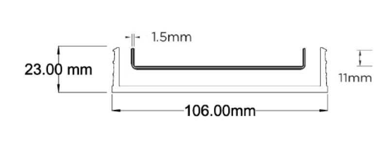 Slimline Linear Drainage system with standard (1.5mm thickness) Tile Insert (Ti) grate style