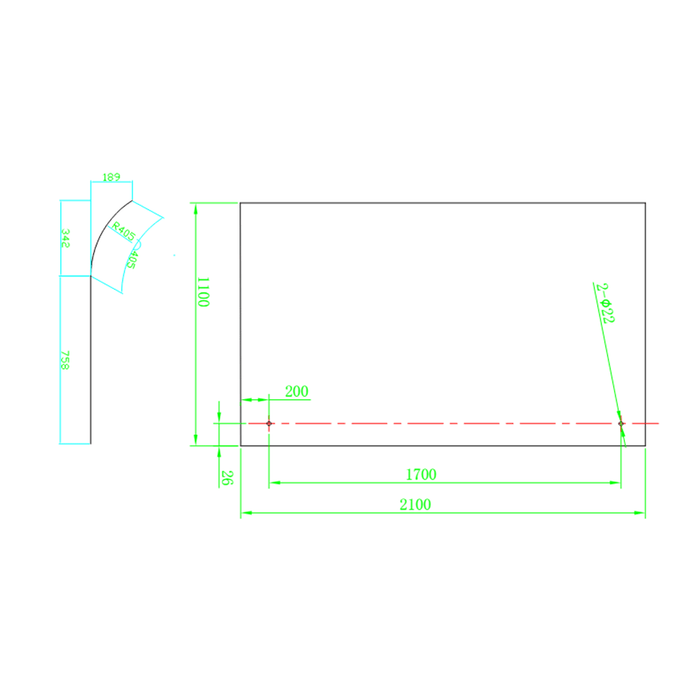 800-1100mm 10mm Glass Covey Frameless Walk-In Single Panel Edge Curved Shower Screens - 2100mm Height