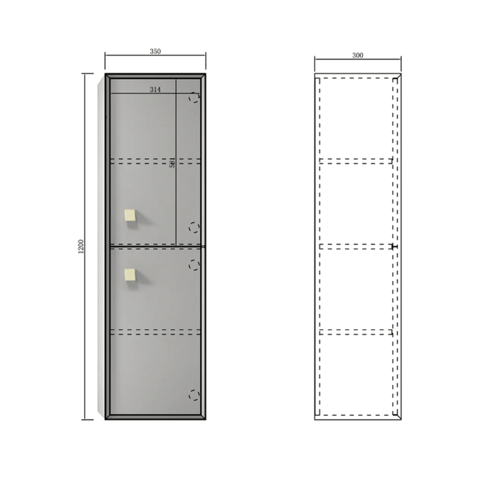 350*300*1200mm OTTI Boston Matt Grey High Moisture Resistant Plywood/Polyurethane Tall Boy