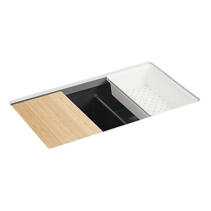 820*460*236mm Kohler Neoroc Task Double Bowl Working Station Kitchen Sink - Offset Single Rim