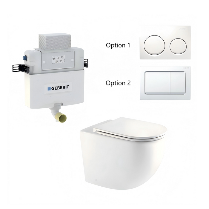570*360*410mm Mercio Norton99 Gloss White Mercio Quiet Wall-Faced Floor Toilet & Geberit Alpha Cistern & Button