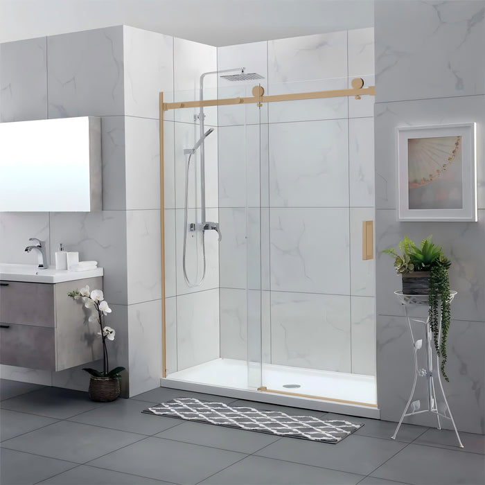 1180-2000x2000mm COV Wall to Wall Sliding Door Frameless Chrome Stainless Steel Square Handle 10mm Glass Shower Screens