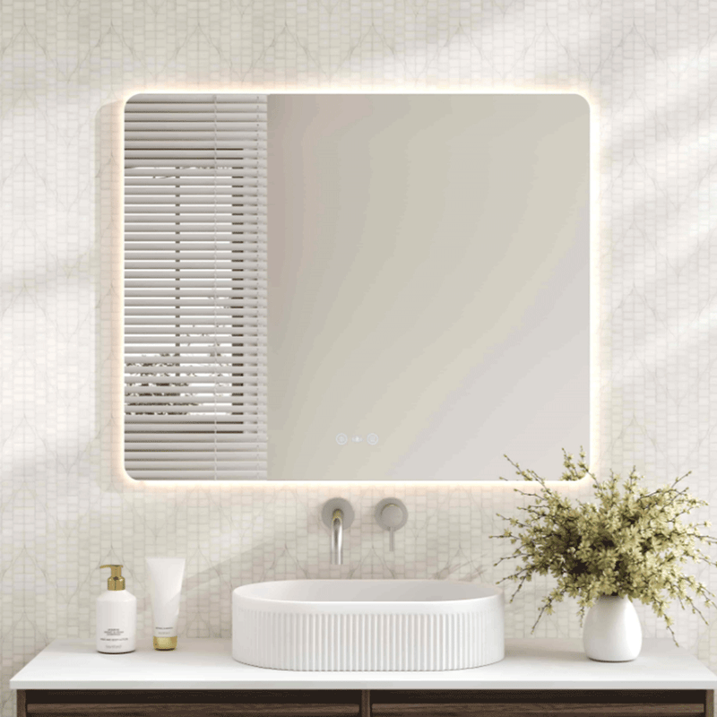 900*750*5mm Mercio Luna Frameless Copper-free Glass Rectangle Pencil Edge LED Mirror