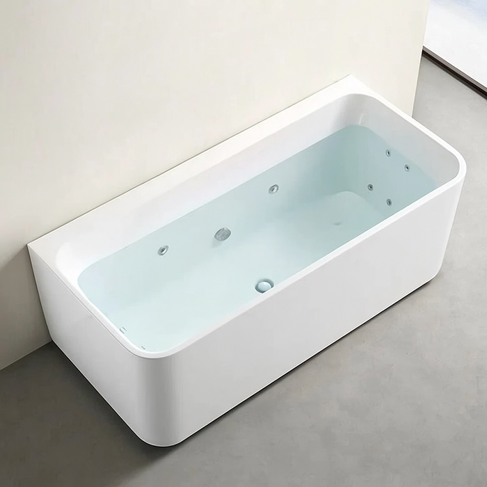 BW FS38 1400/1500/1600/1700mm Gloss White Rectangle 10 Jets Freestanding Spa Baths - HD reno
