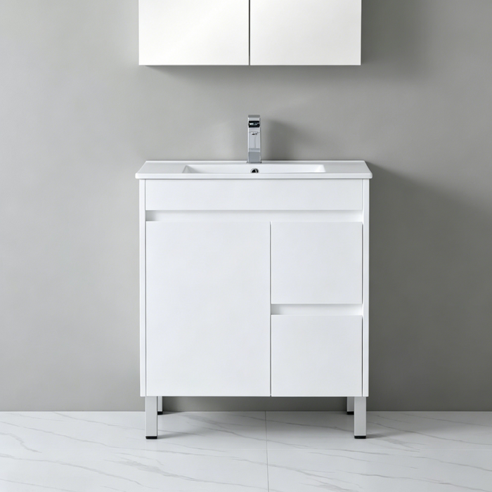 600-750*460*880mm Poseidon Standard With Legs PVC Gloss White Freestanding Vanity