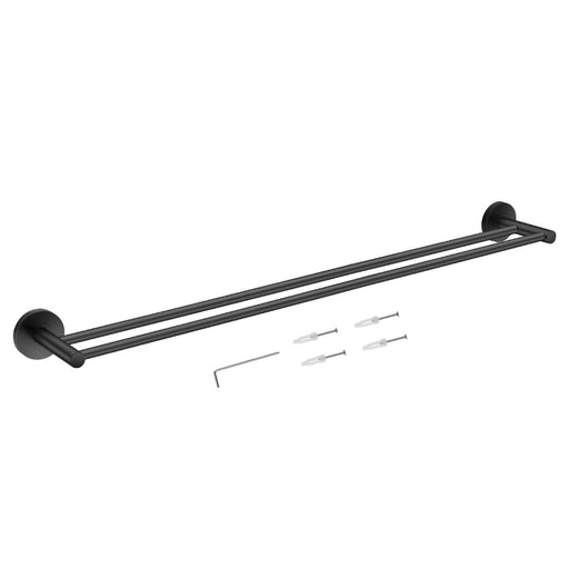 800mm Lucid Pin Series Round Black Double Towel Rack Rail - HD reno