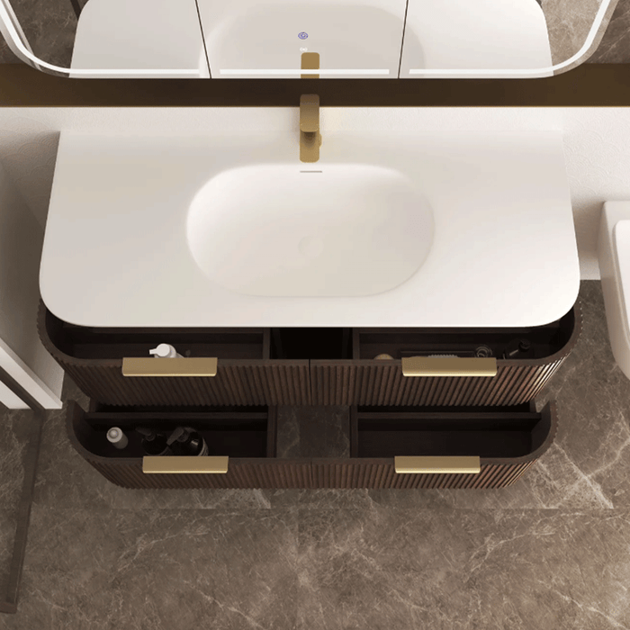 600-1800*490*550mm Otti Havana Sable Walnut Fluted Curve Wall Hung Vanity