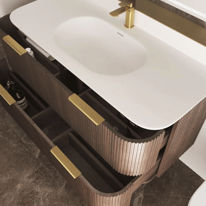 600-1800*490*550mm Otti Havana Sable Walnut Fluted Curve Wall Hung Vanity