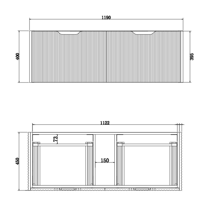 600-1800*450*400mm ABS Vienna White Oak MR Melamined Board Panel With PVC Coating Fluted Wall Hung Vanity