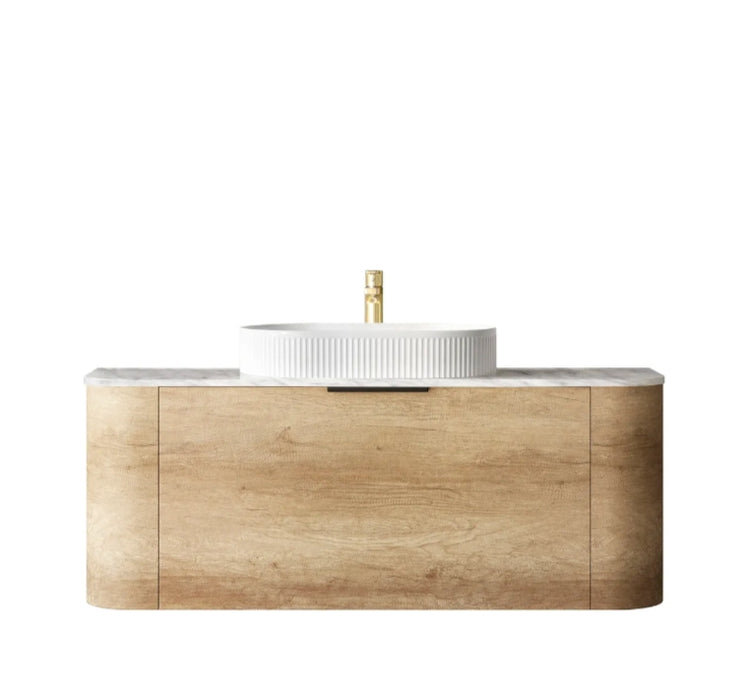 1200*460*450mm OTTI Bondi Natural Oak Cabinet Only and Stone Top Bathroom Wall Hung Vanity - HD reno