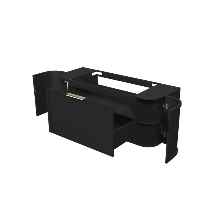 600-1800*452*450mm OTTI Hampshire Stain Black High Moisture Resistant Plywood Curve Wall Hung Vanity