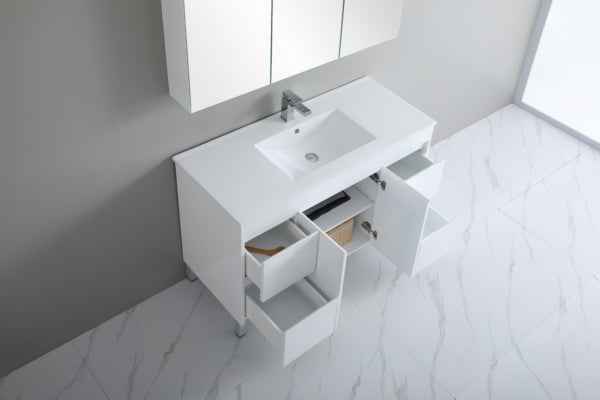 900-1800*460mm Bathroom Vanity Standard PVC Gloss White Freestanding With Legs Vanity